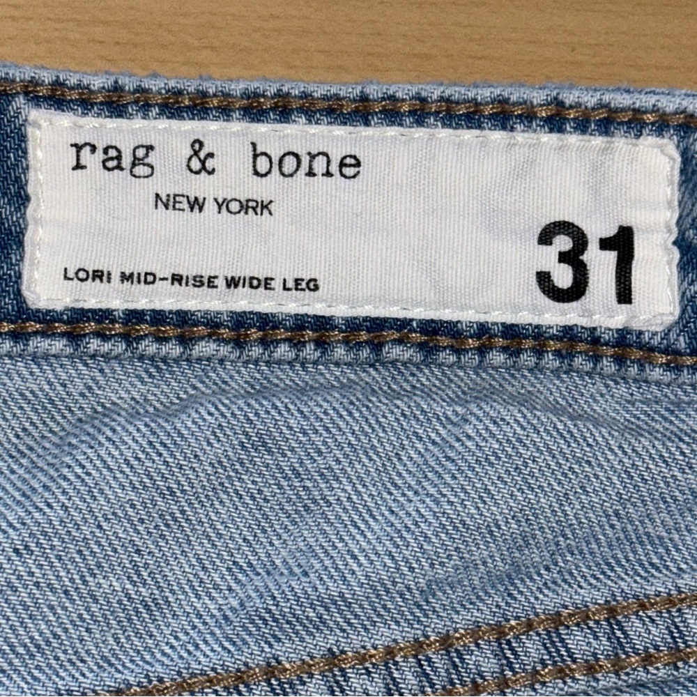 Rag & Bone Lori Mid Rise Wide Leg Jeans Sz 31 Light Acid Wash - Picture 4 of 12